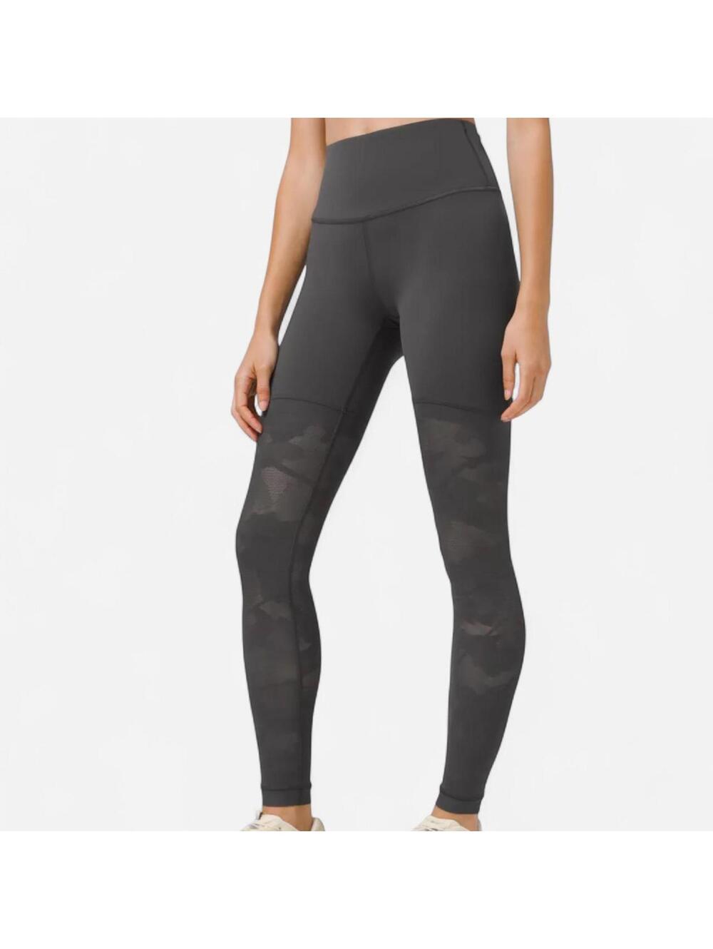Lululemon Sheer Will HR Tight 28 Womens Size 4 Black Camo Waistband